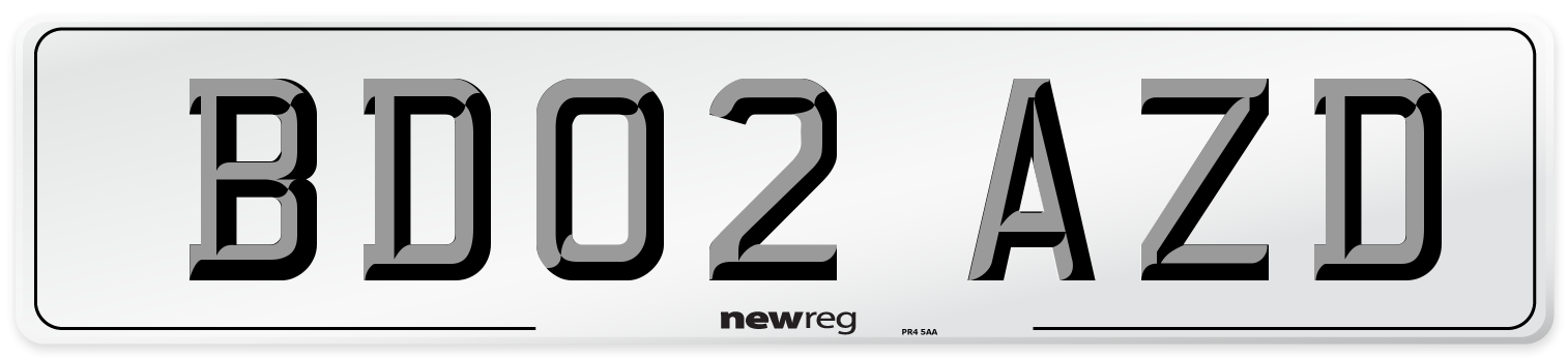 BD02 AZD Number Plate from New Reg